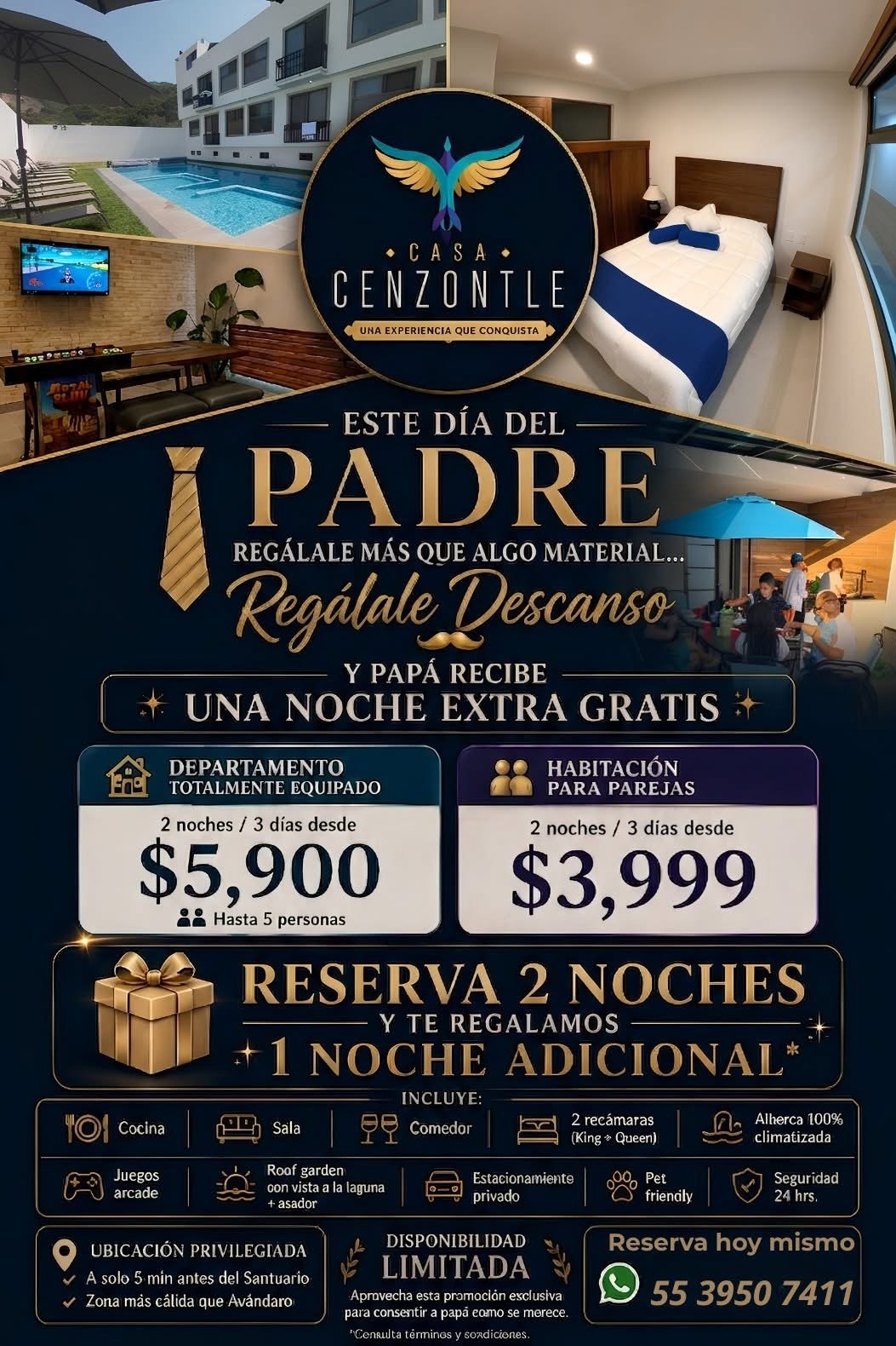Promoción Casa Cenzontle con habitaciones y alberca